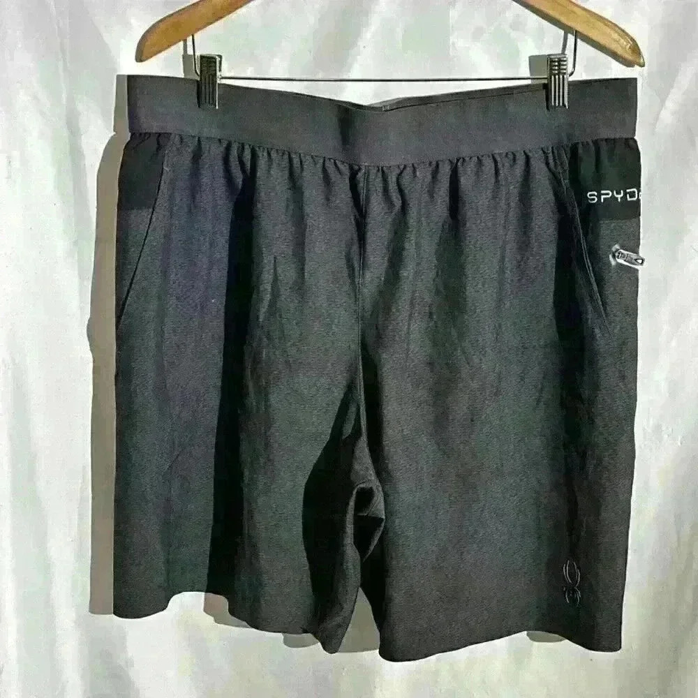 Spyder Active Men's Proweb Black And Grey Woven Stretch Shorts, Size XL